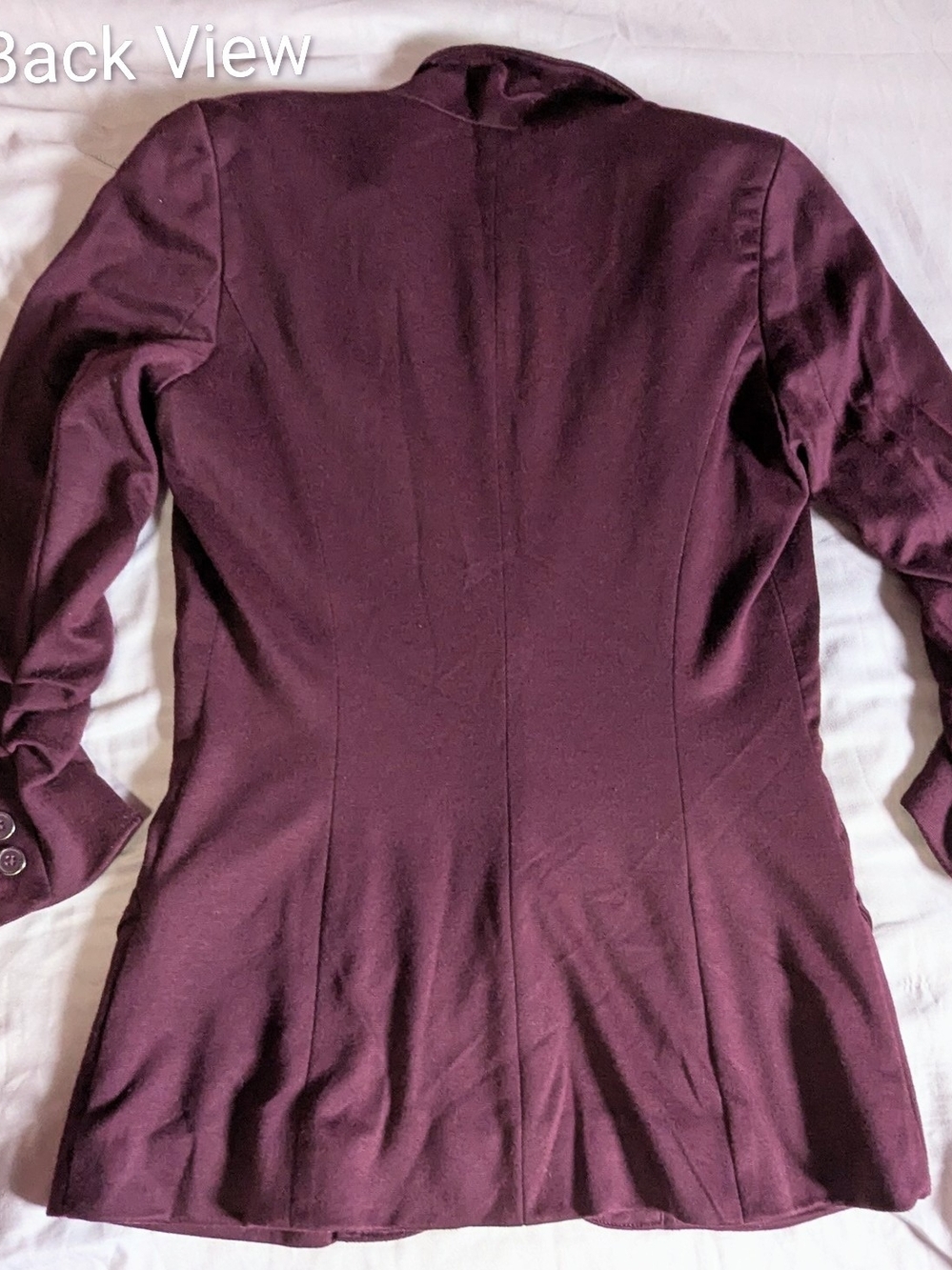 Ricki's GUC Plum/Burgundy Ruched 3/4 Sleeve Blazer Knit Suit Jacket Size XSmall - Picture 10 of 13